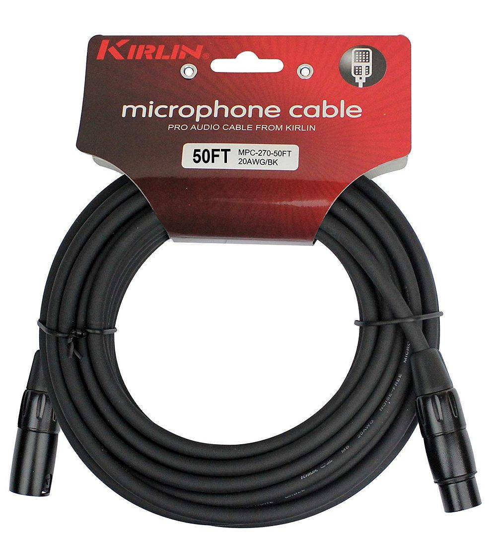 50 ft Kirlin XLR Male/Female 20AWG Microphone Audio Cable Black NEW eBay
